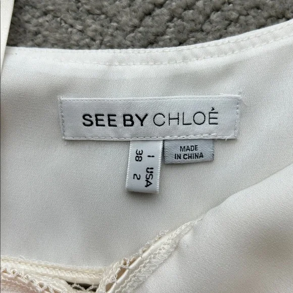 See by Chloé 100% Silk Babydoll Cami Top | Size 2 | Cream Ecru | EUC - Picture 2 of 10